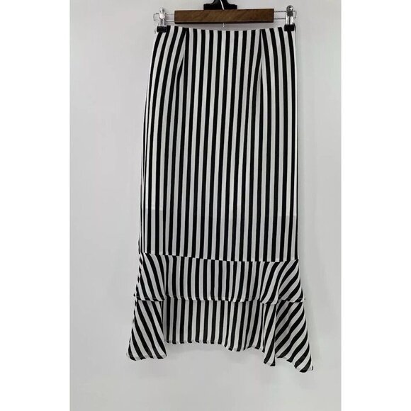 Who What Wear Women’s Striped Ruffle Tie Front Chiffon Midi‎ Skirt Size 8 - Picture 2 of 13